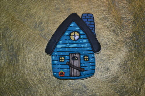 Gluten Free Haunted House decorated Halloween theme sugar cookie 
