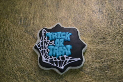 Gluten Free Trick or Treat decorated Halloween theme sugar cookie 